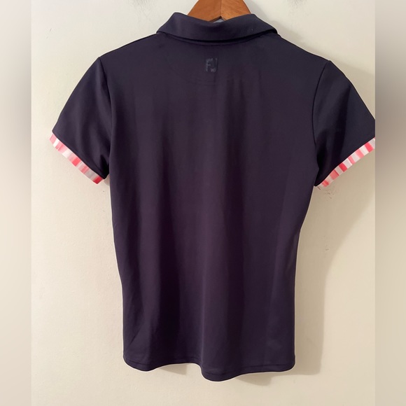 FootJoy Golf Short Sleeve Water Color Trim Blue Shirt size XS NWT - Picture 2 of 7